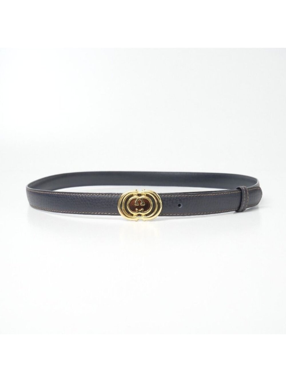 Gucci Vintage Belt GG Buckle Leather Bicolor Narrow